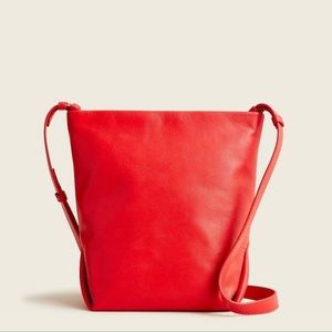 Oslo Soft Leather Bucket Bag in Holiday Red